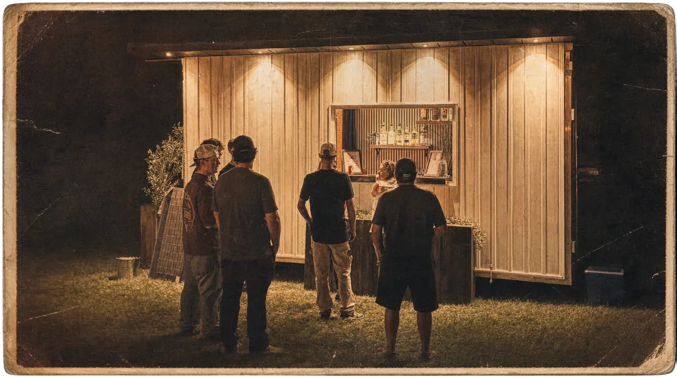 Guests gathered at The Loaded Wagon bar at night